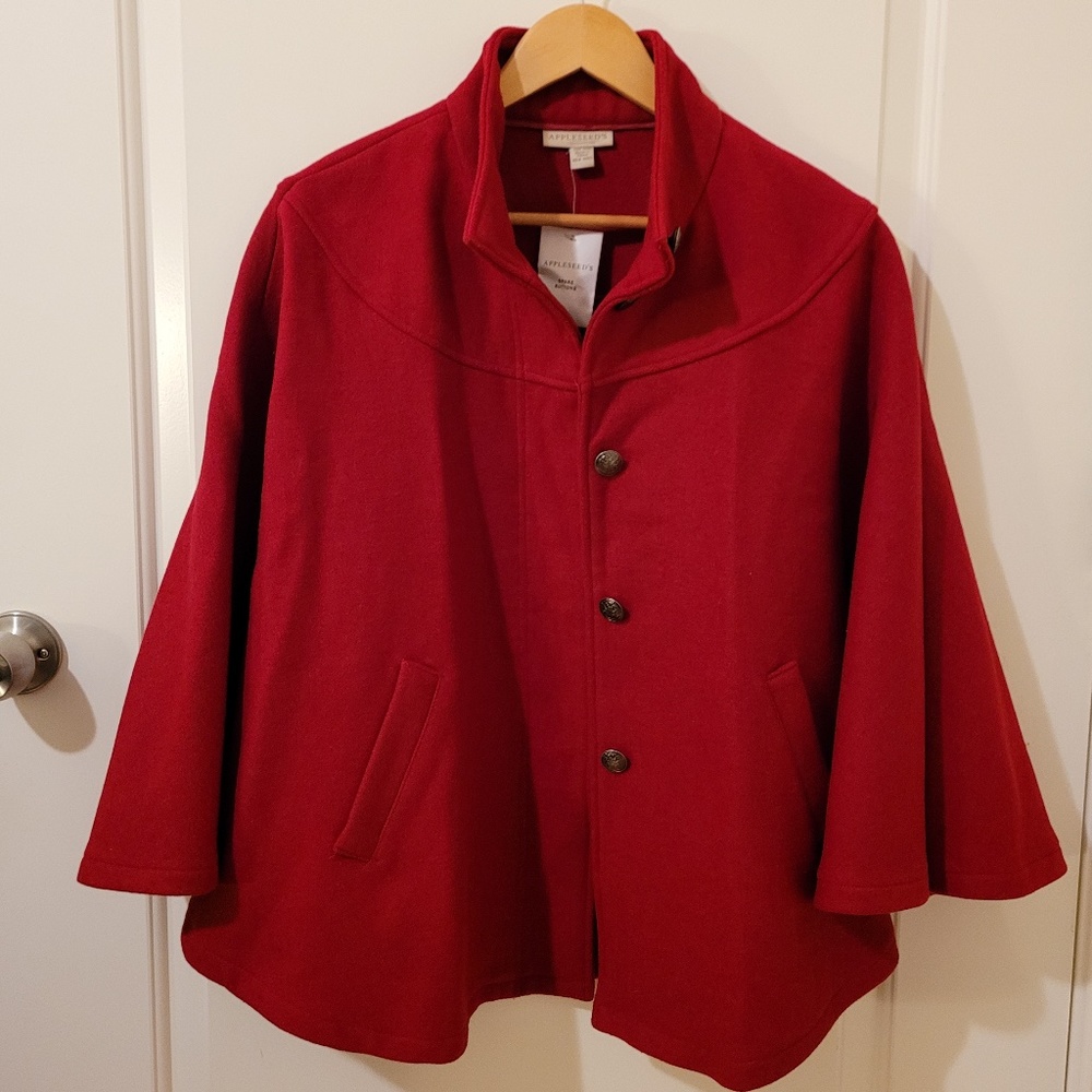 NWT! Appleseed's Women's Cape, Red, One Size